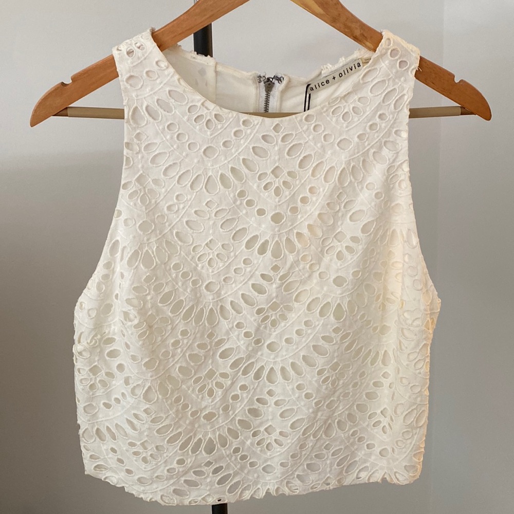 White lace crop top